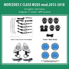 MEGASOUND - DIQ AMBIENT 8161 DCL BENZ C (W205) FULLKIT (Digital iQ Ambient Light for Mercedes C (W205) mod.2015-2018, 31 Lights)