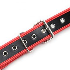 Black Red Leather adjustable chest Harness S-XL-thumb-5