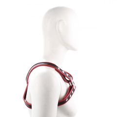 Black Red Leather adjustable chest Harness S-XL-thumb-11
