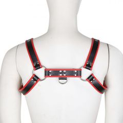 Black Red Leather adjustable chest Harness S-XL-thumb-2