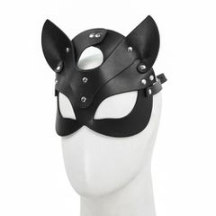 Black Leather Cat Mask O/S-thumb-1
