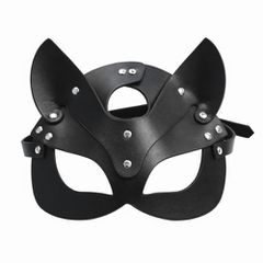 Black Leather Cat Mask O/S-thumb-3