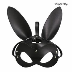 Black Leather Bunny Mask O/S-thumb-3