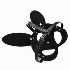 Black Leather Bunny Mask O/S-thumb-7