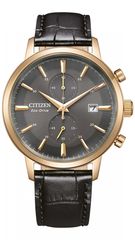 Ρολόι Citizen Chrono Eco Drive 50m με μαύρο λουράκι CA7067-11H