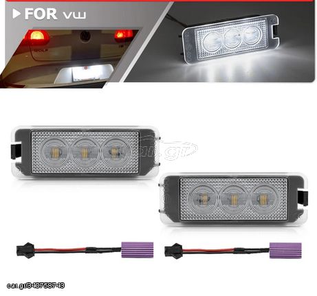 Carro Led Φαναράκια Πινακίδας 3 LED High Power Για VW Golf / Polo / Scirocco / Passat / Beetle / Lupo Canbus Ζευγάρι 2 Τεμάχια / RR-000003