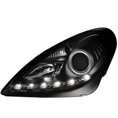 Φανάρια εμπρός led για Mercedes R171 CLK (2004-2011) , μαύρα , με λάμπες (Η1) - σετ 2τμχ. AutoEuro