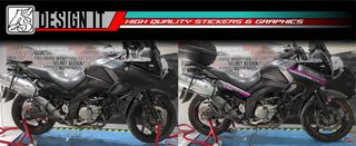 SUZUKI VSTROM 650 - 1000 FULL BODY MAGENTA GREY - STICKER SET-thumb-1