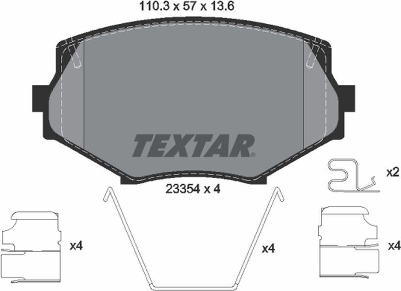 Textar Σετ τακάκια, Δισκόφρενα - 2335404