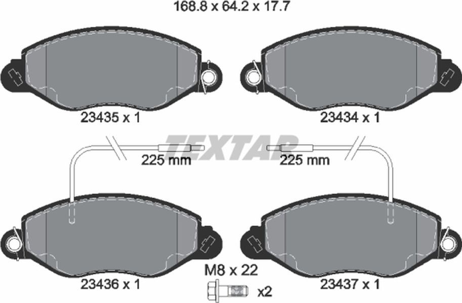 Textar Σετ τακάκια, Δισκόφρενα - 2343501