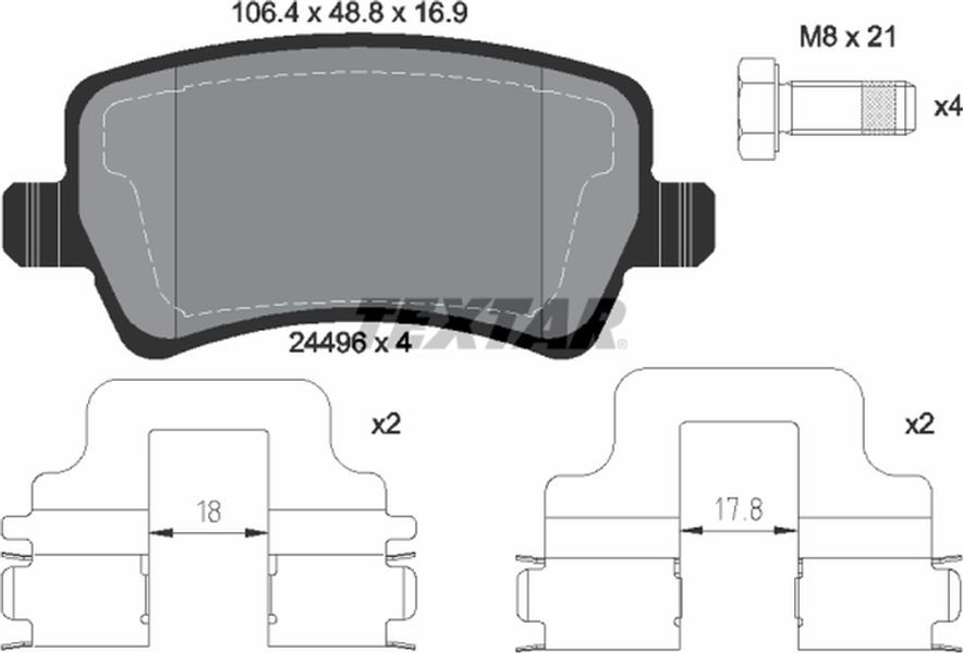 Textar Σετ τακάκια, Δισκόφρενα - 2449602