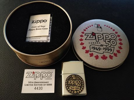 ZIPPO 50TH ANNIVERSARY BRASS NIAGARA FALLS CANADA 1999 LIMITED EDITION 