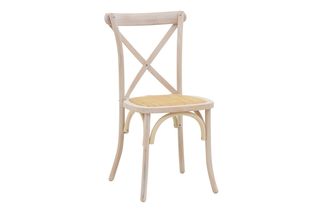 Καρέκλα "DYLON" από ξύλο/rattan σε white wash/φυσικό χρώμα 48x52x89