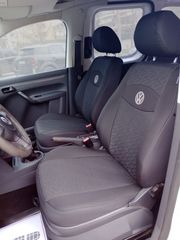 Καλύμματα καθισμάτων μαύρο-γκρι υφασμάτινα για VW Caddy 5D (με isofix)