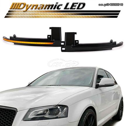 Φλας Καθρέπτη Για Audi A3 8P 08-10 / A4 A5 07-09 / A6 C6 08-10 / A8 07-10 / Q3 07-17 Dynamic Led Canbus Μαύρο/Φιμέ 2 Τεμάχια