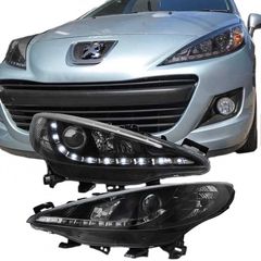 Μπροστινά Φανάρια Set Για Peugeot 207 06-12 DRL Μαύρα H7/H1 Sonar