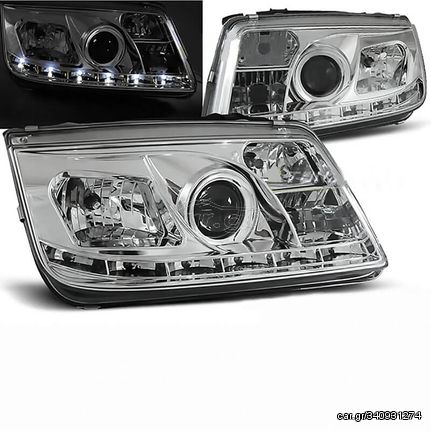 Μπροστινά Φανάρια Set Για Vw Bora 98-05 DRL Χρωμίου H1/H1/H7 Sonar