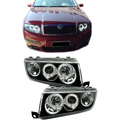 Μπροστινά Φανάρια Set Για Skoda Fabia 6Y 99-07 ccfl Angel Eyes Μαύρα H1/H1 Eagle Eyes