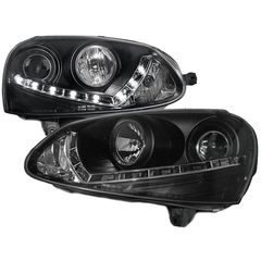 Μπροστινά Φανάρια Set Για Vw Golf V (5) 03-08 DRL V-Look Μαύρα H7/H7 Με Μοτέρ Sonar