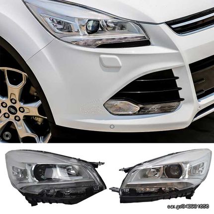 Μπροστινά Φανάρια Set Για Ford Kuga MK2 C520 DRL Χρωμίου H7/H7 Με Μοτέρ