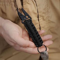 Μπρελόκ ΜΑΥΡΟ Paracord Carabiner Πλεγμένο με κορδόνι διαθέτει κλιπ για κρεμαστά κλειδιά ή φακό, για υπαίθριο κάμπινγκ για ψάρεμα 11cm