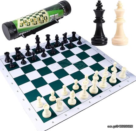 Φορητό σετ σκακιού ταξιδιού κανονιστικού τουρνουά Staunton Roll-up Πτυσσόμενο 43 cm F261