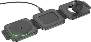 Hoco Επιτραπέζια Αναδιπλούμενη Βάση Ασύρματης Φόρτισης 3-σε-1 15W Φόρτιση 3 Συσκευών και Atmosphere Indicator Μαύρη - (CQ4 Unique)