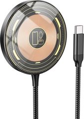 Hoco Ασύρματος Φορτιστής Magnetic Magsafe 3-σε-1 15W με καλώδιο USB-C 1m Μαύρος - (CW45 Discovery Edition)