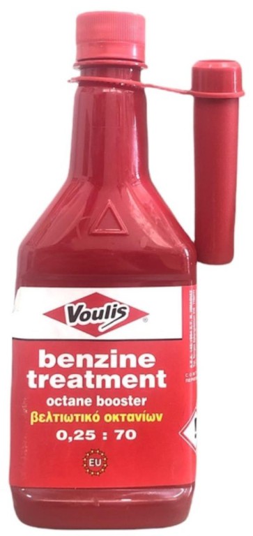 VOULIS BENZINE TREATMENT 250ML ΒΕΛΤΙΩΤΙΚΟ ΟΚΤΑΝΙΩΝ  Το προϊόν παρεμβαίνει πολλαπλώς στο σύστημα καύσης και βελτιώνει αισθητά την απόδοση του κινητήρα. Αυξάνει τα οκτάνια, Υποβοηθά στην σωστή έκρηξη μί