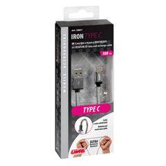 ΚΑΛΩΔΙΟ USB ΦΟΡΤΙΣΗΣ ΚΑΙ ΣΥΓΧΡΟΝΙΣΜΟΥ IRON SILVER LINE - TYPE C (100 cm)-thumb-2