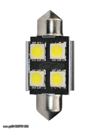 ΛΑΜΠΑΚΙΑ ΠΛΑΦΟΝΙΕΡΑΣ C5W/C10W 12V 0,96W SV8,5 36mm CAN-BUS+RADIATOR LED 4xSMD5050 PREMIUM ΛΕΥΚΟ 1ΤΕΜ