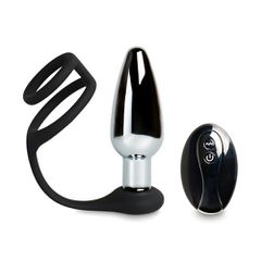 Remote Controlled Metal Vibrating Butt Plug with rings-thumb-2