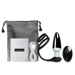 Remote Controlled Metal Vibrating Butt Plug with rings-thumb-6