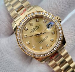 rolex γυναικειo 31mm datejust ολόχρυσο με ζιργκόν αντιγραφα replica