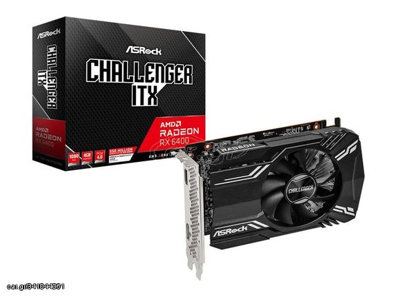 Asrock Radeon RX 6400 4GB GDDR6 Challenger ITX Κάρτα Γραφικών PCI-E x4 4.0 με HDMI και DisplayPort (90-GA3CZZ-00UANF) - Πληρωμή και σε έως 9 δόσεις