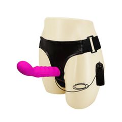 BAILE Strap-on with vibrating silicone purple Dildo 15.5cm