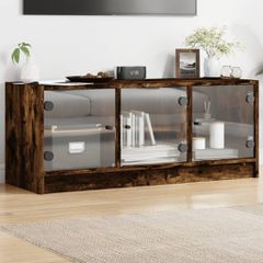 Έπιπλο Τηλεόρασης Καπνιστή Δρυς 102x37x42 εκ. Γυάλινες Πόρτες 836410
