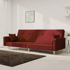 Καναπές Κρεβάτι Διθέσιος Μπορντό Υφασμάτινος με Δύο Μαξιλάρια 375746