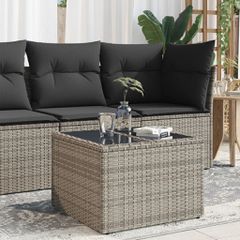 Τραπέζι Κήπου με Γυάλινη Επιφάνεια Γκρι 55x55x37 εκ. Συνθ Ρατάν 366120