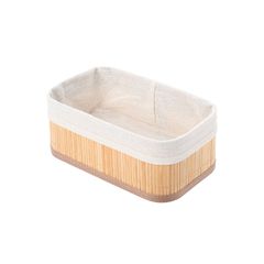 Καλάθι οργάνωσης Bamboo Essentials διαστάσεων 24.5x10cm με επένδυση σε μπεζ χρώμα