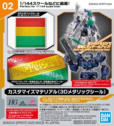 30MM - Customize Material (3D Metallic Stickers) - Model Kit