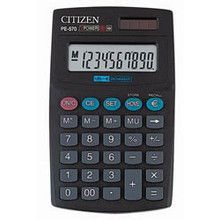 Citizen Αριθμομηχανή Τσέπης PE-570 10 Ψηφίων σε Μαύρο Χρώμα