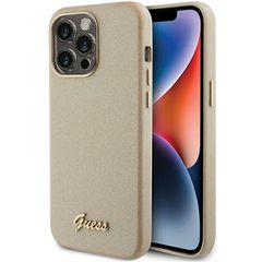 Guess Glitter Glossy Script case for iPhone 15 Pro - gold-thumb-0