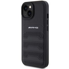 AMG Leather Debossed Lines case for iPhone 15 Plus - black-thumb-1