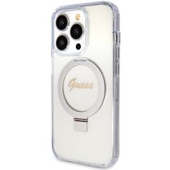 Guess Ring Stand Script Glitter MagSafe case for iPhone 15 Pro - transparent-thumb-1