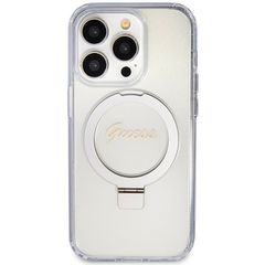Guess Ring Stand Script Glitter MagSafe case for iPhone 15 Pro - transparent-thumb-2
