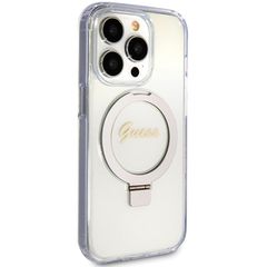 Guess Ring Stand Script Glitter MagSafe case for iPhone 15 Pro - transparent-thumb-3