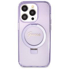Guess Ring Stand Script Glitter MagSafe case for iPhone 14 Pro - purple-thumb-2
