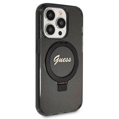 Guess Ring Stand Script Glitter MagSafe case for iPhone 14 Pro - black-thumb-3