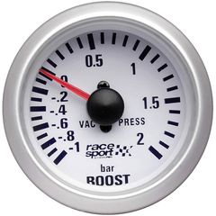 Μπαρόμετρο Boost Racesport Λευκό 52mm 12 Volt GAUG701